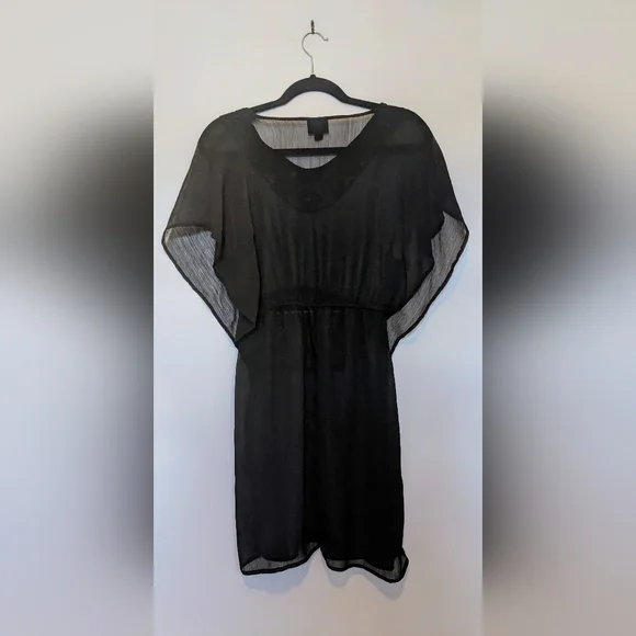 Mossimo Black Sheer Swimsuit Coverup with Lace Detail sz XS - Picture 10 of 10